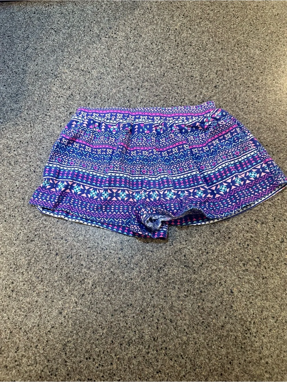 Purple Aztec Print Lounge Shorts with Pink Accent